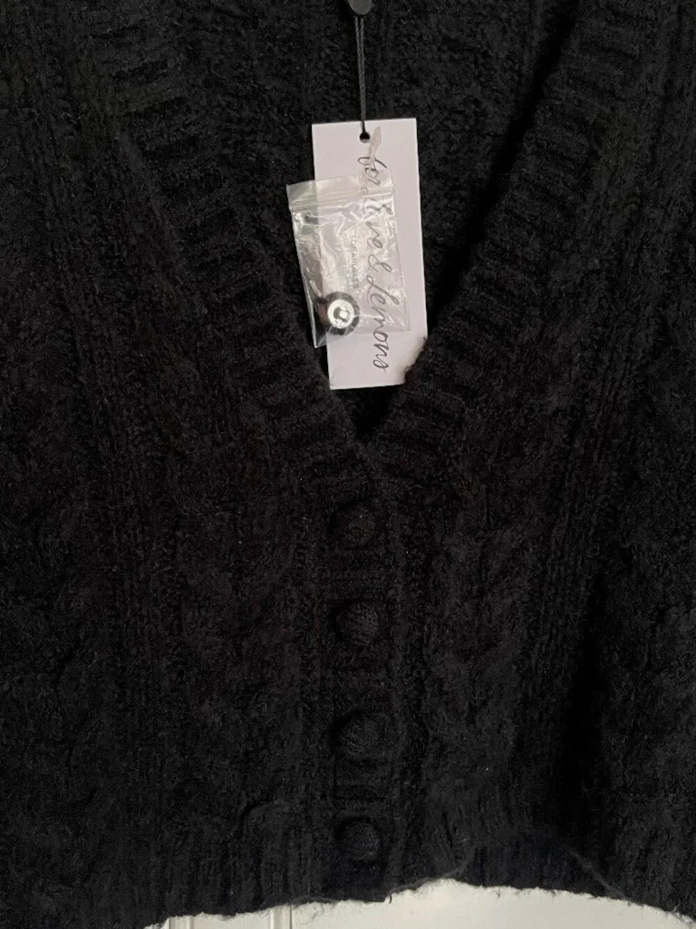 NWT For Love and Lemons Long Sleeve Billie Cardigan in Black Size M - Picture 8 of 10